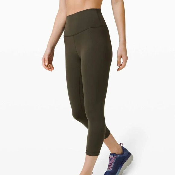 LULULEMON  Wunder Train High-Rise Crop 21" Leggings Dark Olive Size 4 - Picture 1 of 12